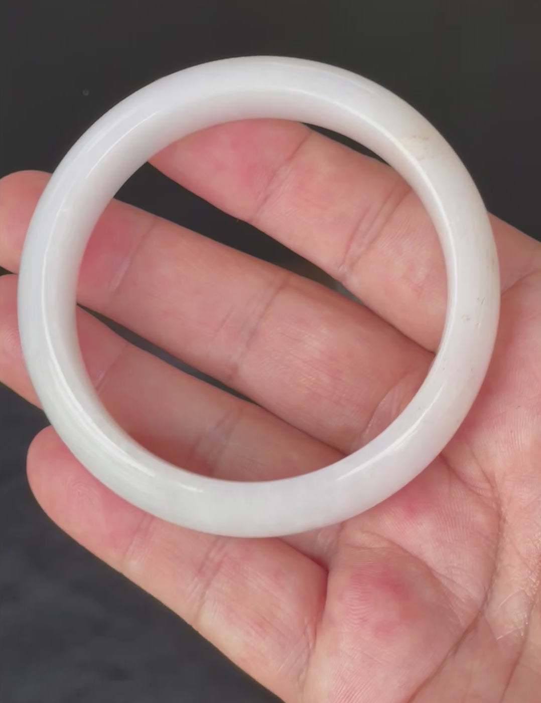 Natural Grade A Certified Burmese Jadeite Jade Bangle – Icy Milky White & Honey – 58.5mm – JB827