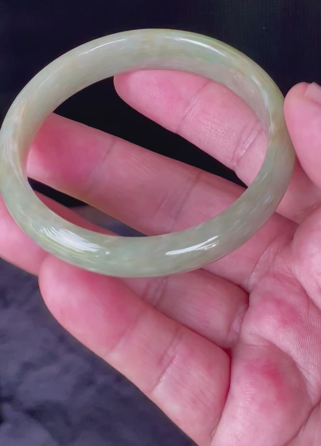 Natural Grade A Certified Burmese Jadeite Jade Bangle – Icy Apple Green – 58.5mm – JB927
