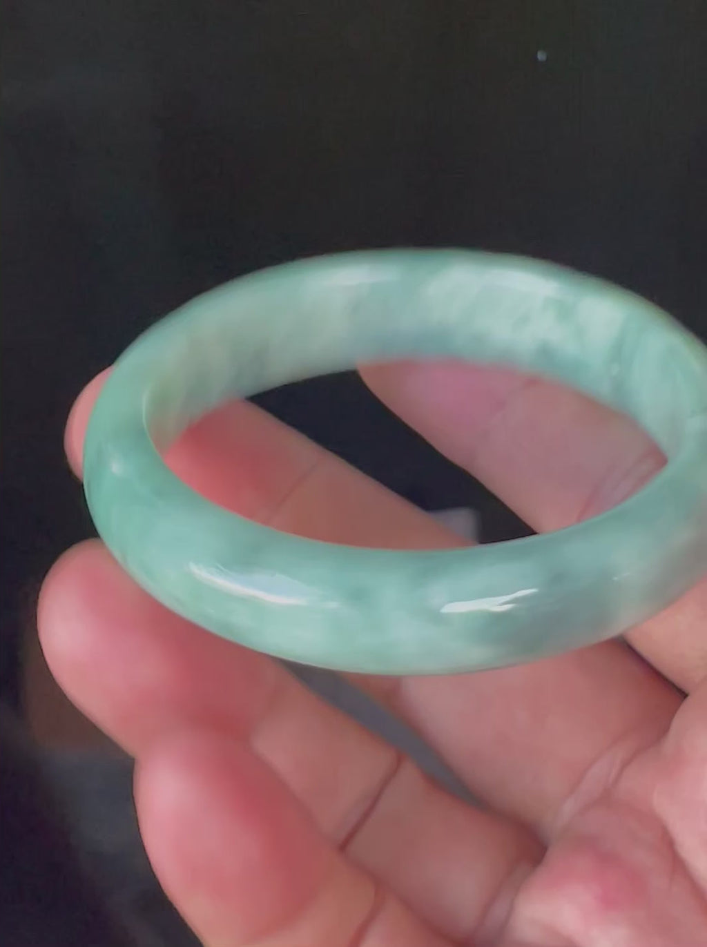 Natural Grade A Certified Burmese Jadeite Jade Bangle – Icy Imperial & Apple Green with Milky White Hues – 56mm – JB914