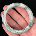 Natural Grade A Certified Burmese Jadeite Jade Bangle – Icy Imperial & Apple Green, Milky White – 57.8mm – JB877