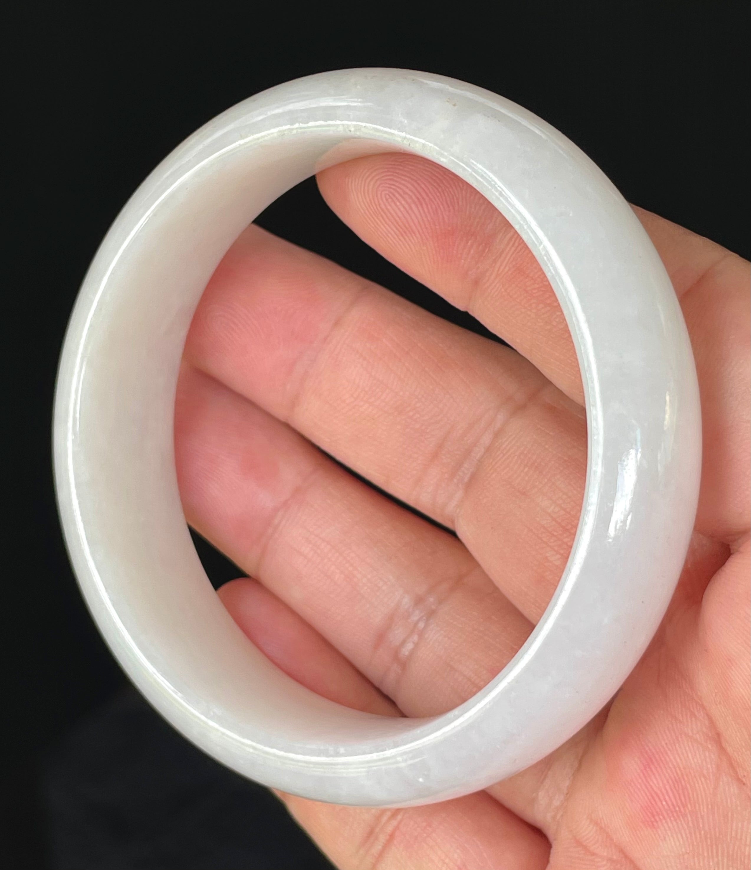 Natural Grade A Certified Burmese Jadeite Jade Bangle – Icy Milky White & Honey – 58.5mm – JB827