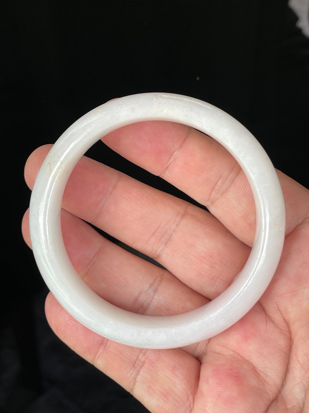Natural Grade A Certified Burmese Jadeite Jade Bangle – Icy Milky White & Honey – 58.5mm – JB827