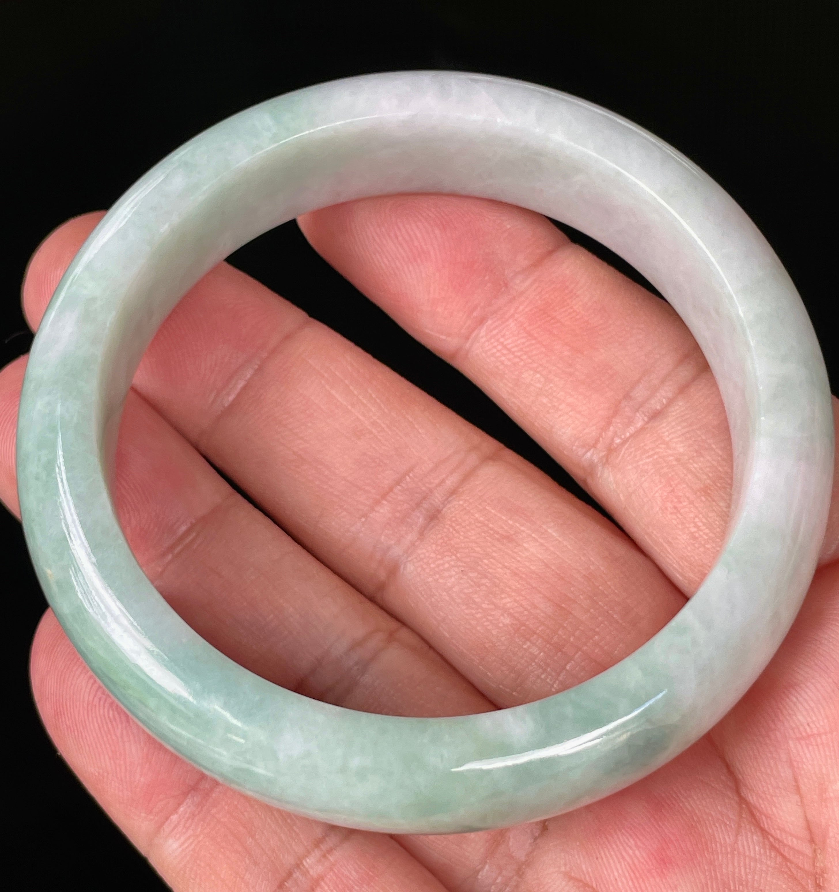 Natural Grade A Certified Burmese Jadeite Jade Bangle – Icy Imperial Green, Apple Green & Milky White – 58.3mm – JB875