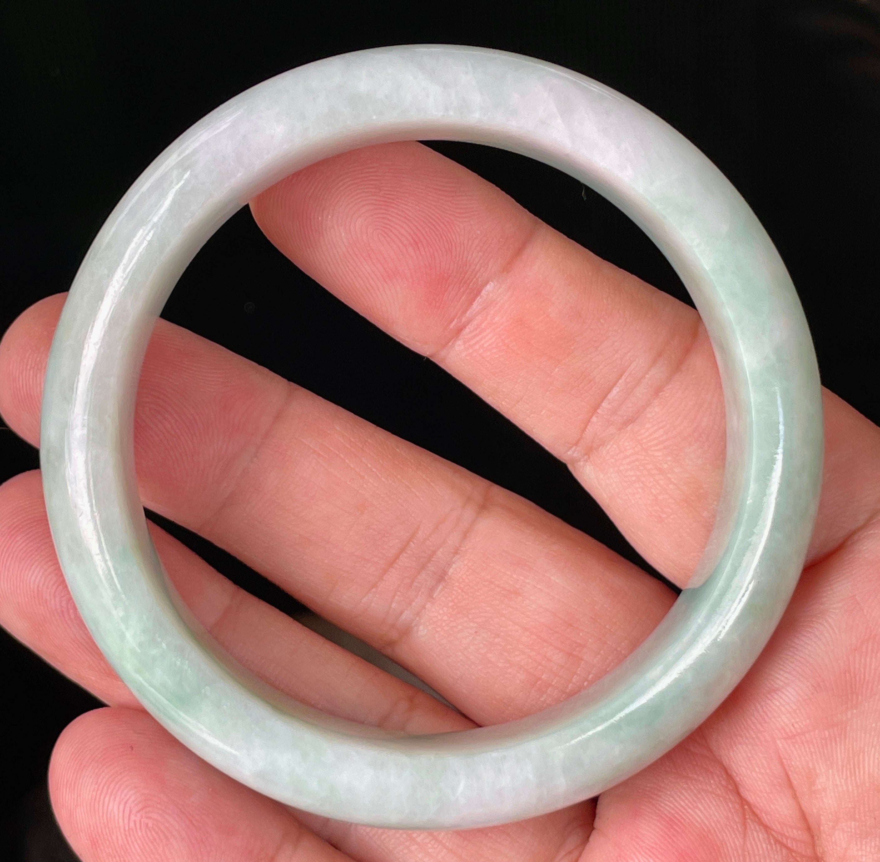 Natural Grade A Certified Burmese Jadeite Jade Bangle – Icy Imperial Green, Apple Green & Milky White – 58.3mm – JB875