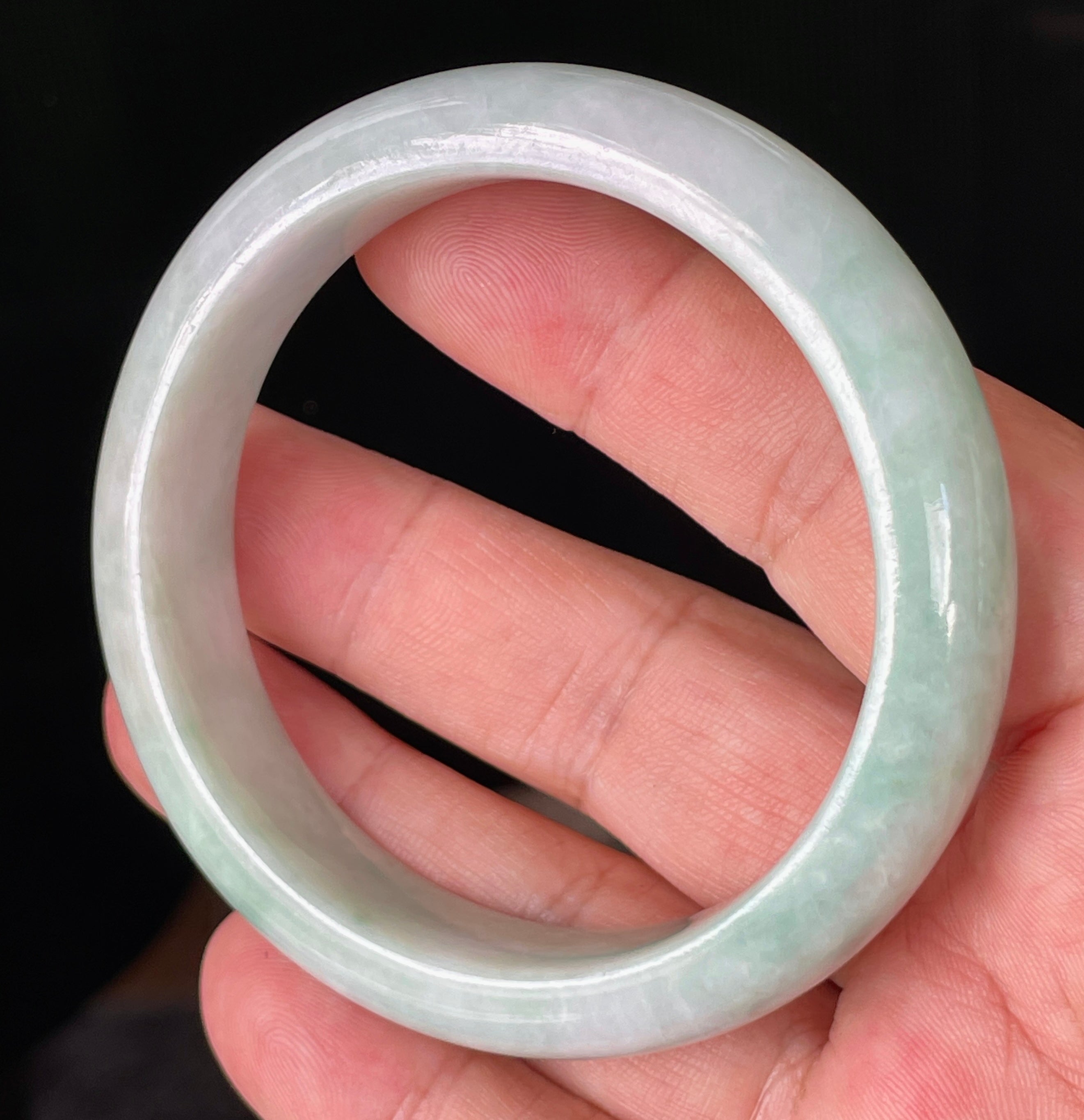 Natural Grade A Certified Burmese Jadeite Jade Bangle – Icy Imperial Green, Apple Green & Milky White – 58.3mm – JB875
