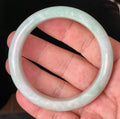 Natural Grade A Certified Burmese Jadeite Jade Bangle – Icy Imperial Green, Apple Green & Milky White – 58.3mm – JB875