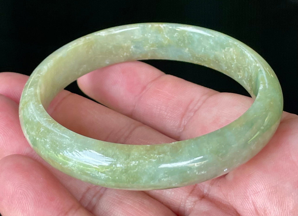 Natural Grade A Certified Burmese Jadeite Jade Bangle – Icy Apple Green – 58.5mm – JB927