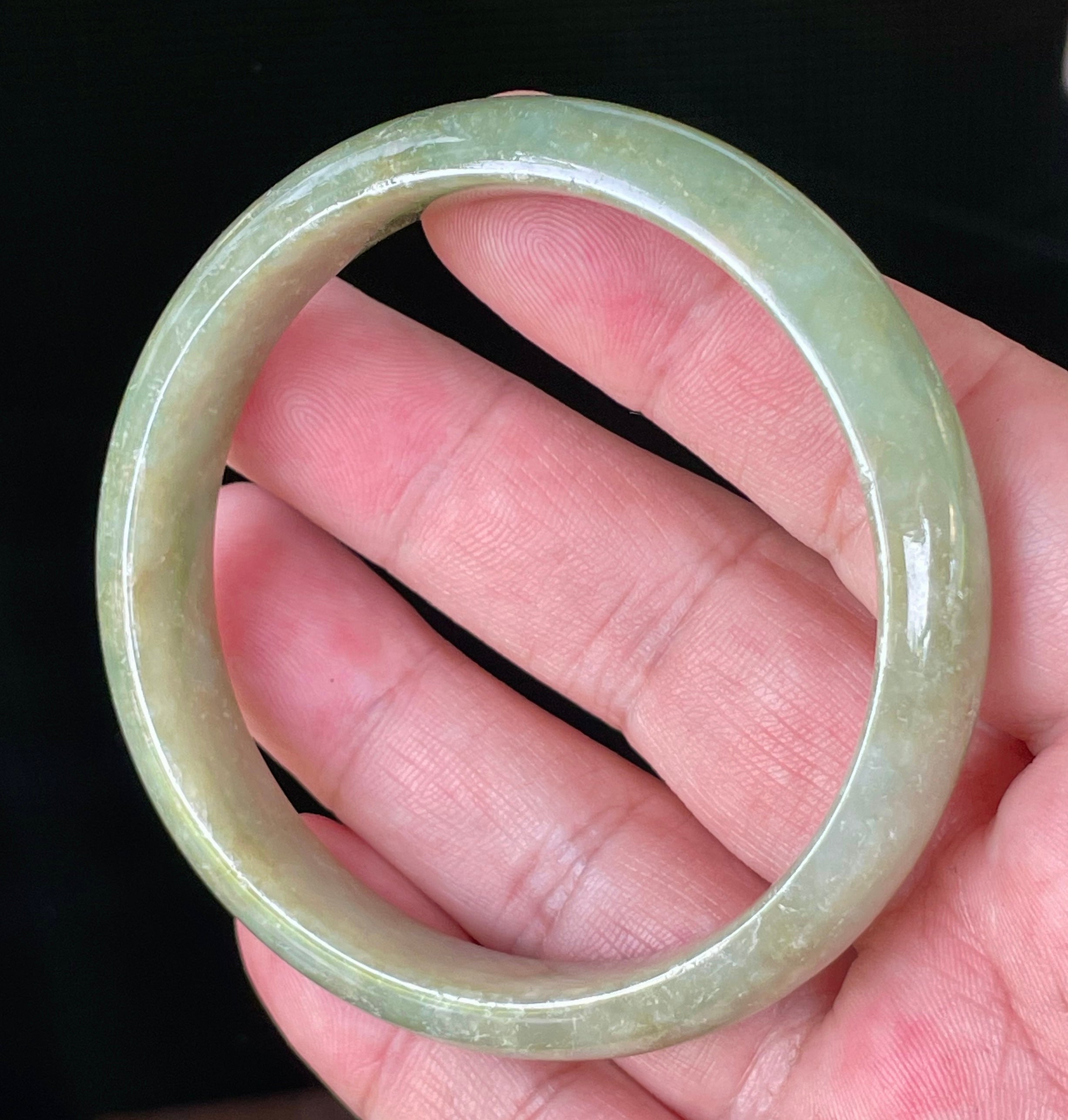 Natural Grade A Certified Burmese Jadeite Jade Bangle – Icy Apple Green – 58.5mm – JB927