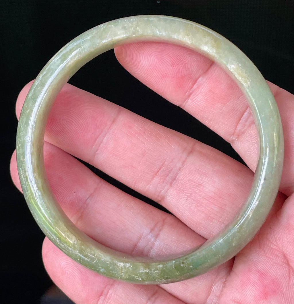 Natural Grade A Certified Burmese Jadeite Jade Bangle – Icy Apple Green – 58.5mm – JB927