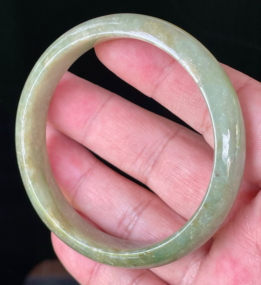 Natural Grade A Certified Burmese Jadeite Jade Bangle – Icy Apple Green – 58.5mm – JB927