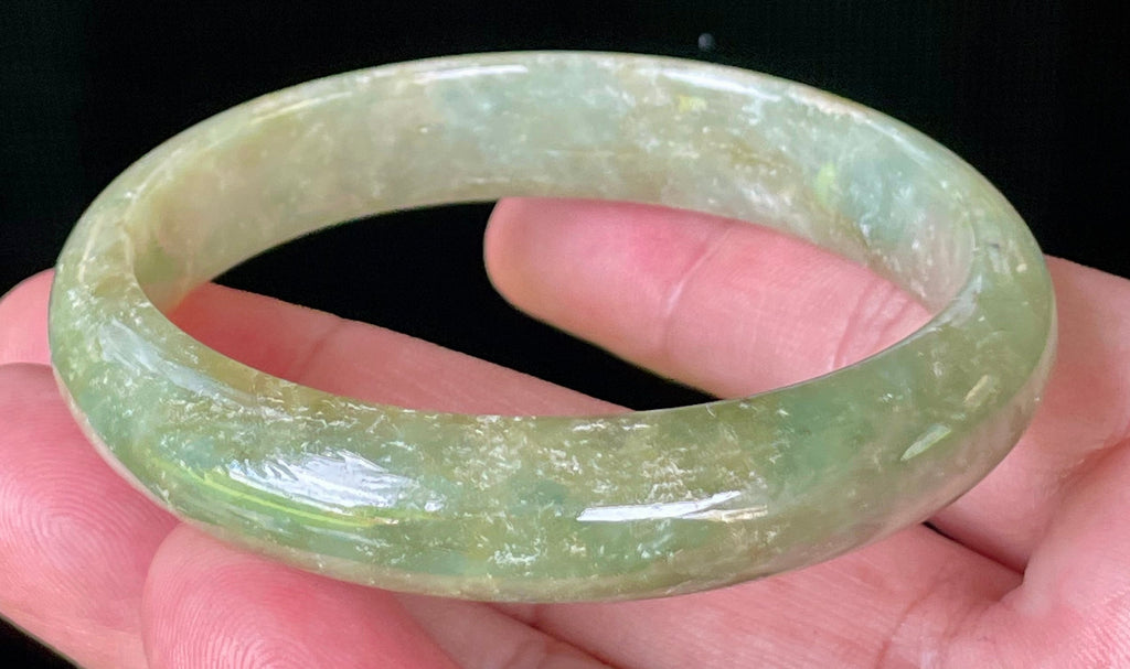 Natural Grade A Certified Burmese Jadeite Jade Bangle – Icy Apple Green – 58.5mm – JB927