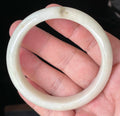 Natural Grade A Certified Burmese Jadeite Jade Bangle – Icy Milky White with Light Yellow & Honey Hues – 59mm – JB928