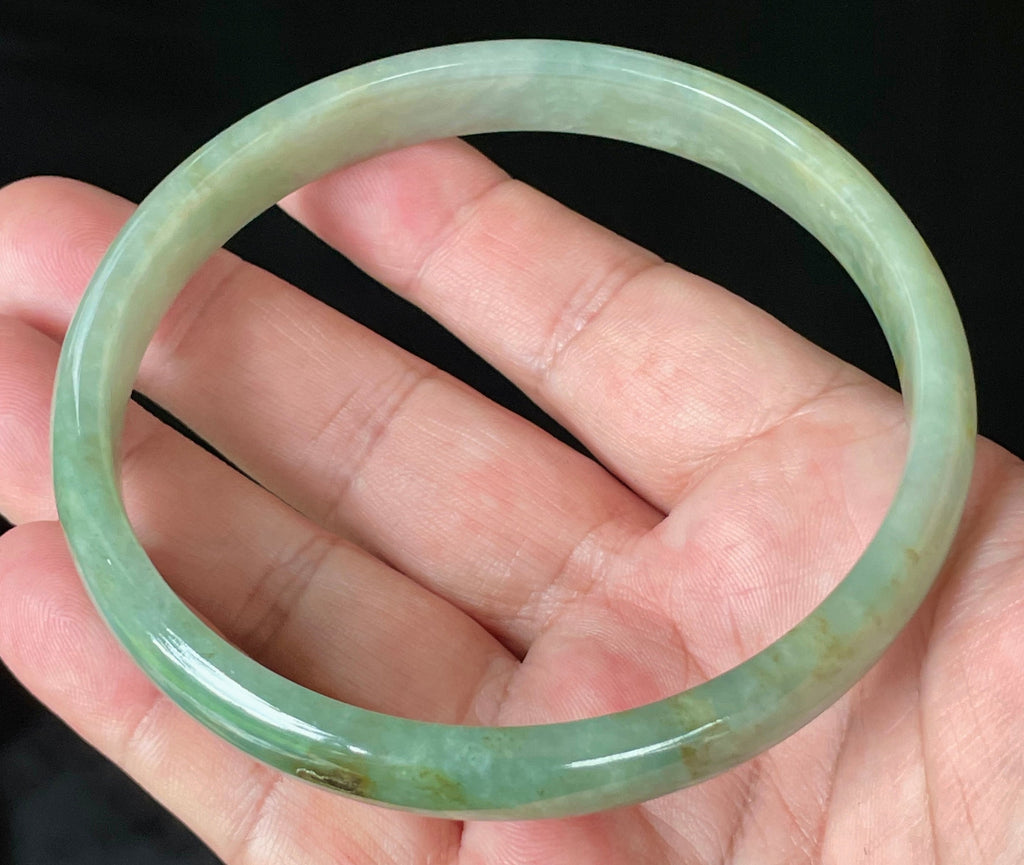 Natural Grade A Certified Burmese Jadeite Jade Bangle – Icy Imperial & Apple Green – 77.5mm – JB929