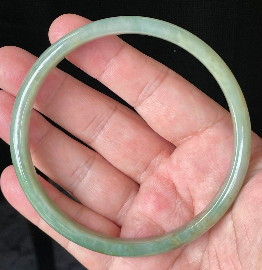 Natural Grade A Certified Burmese Jadeite Jade Bangle – Icy Imperial & Apple Green – 77.5mm – JB929