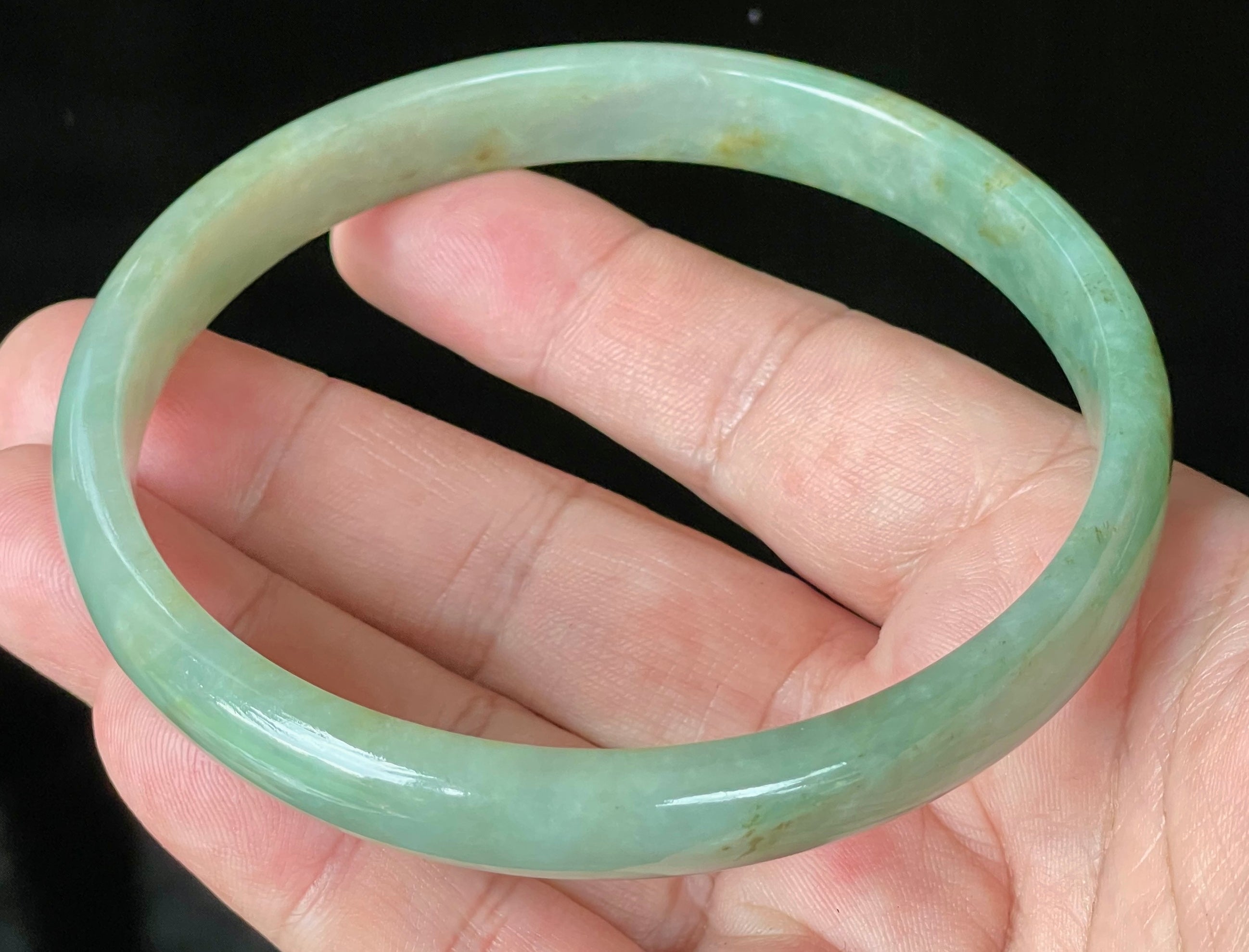 Natural Grade A Certified Burmese Jadeite Jade Bangle – Icy Imperial & Apple Green – 77.5mm – JB929