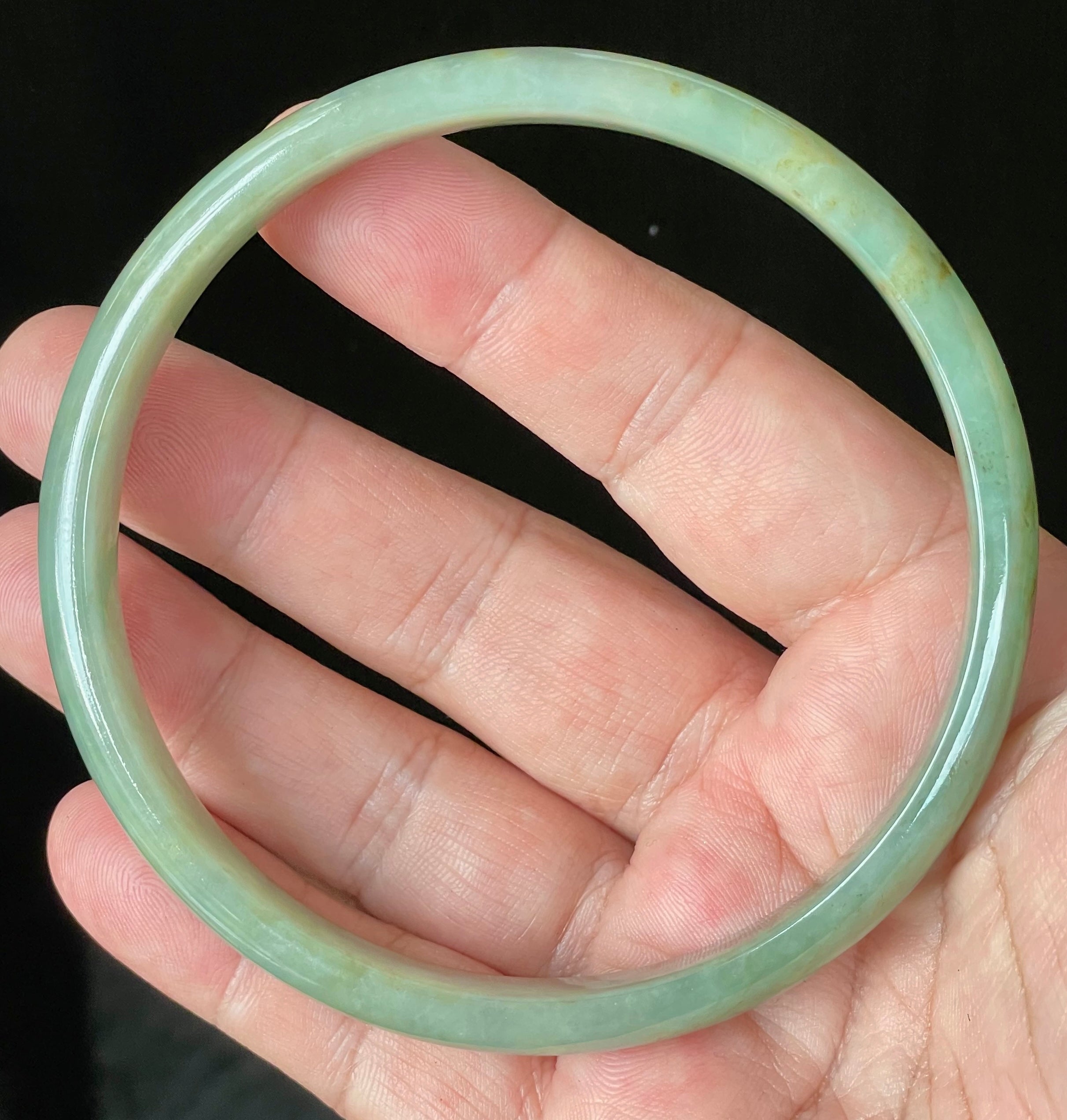 Natural Grade A Certified Burmese Jadeite Jade Bangle – Icy Imperial & Apple Green – 77.5mm – JB929