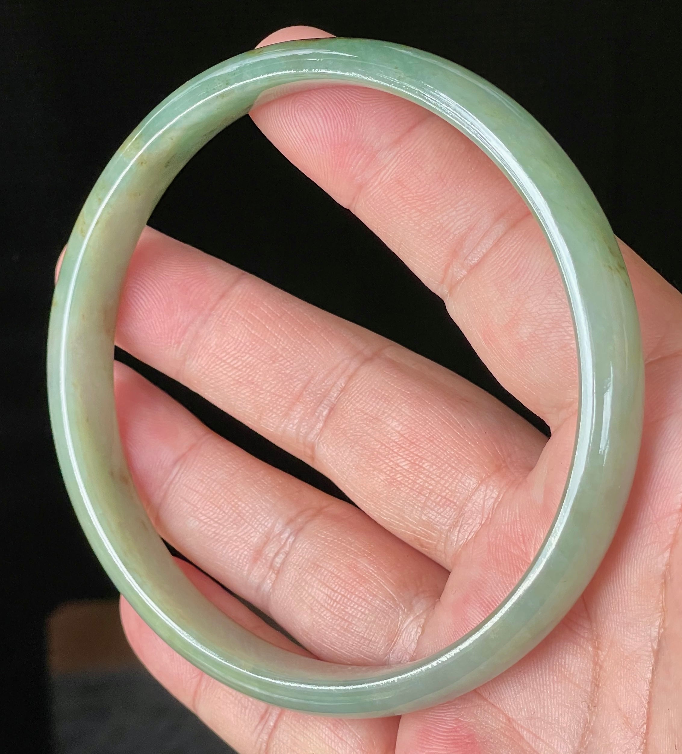 Natural Grade A Certified Burmese Jadeite Jade Bangle – Icy Imperial & Apple Green – 77.5mm – JB929