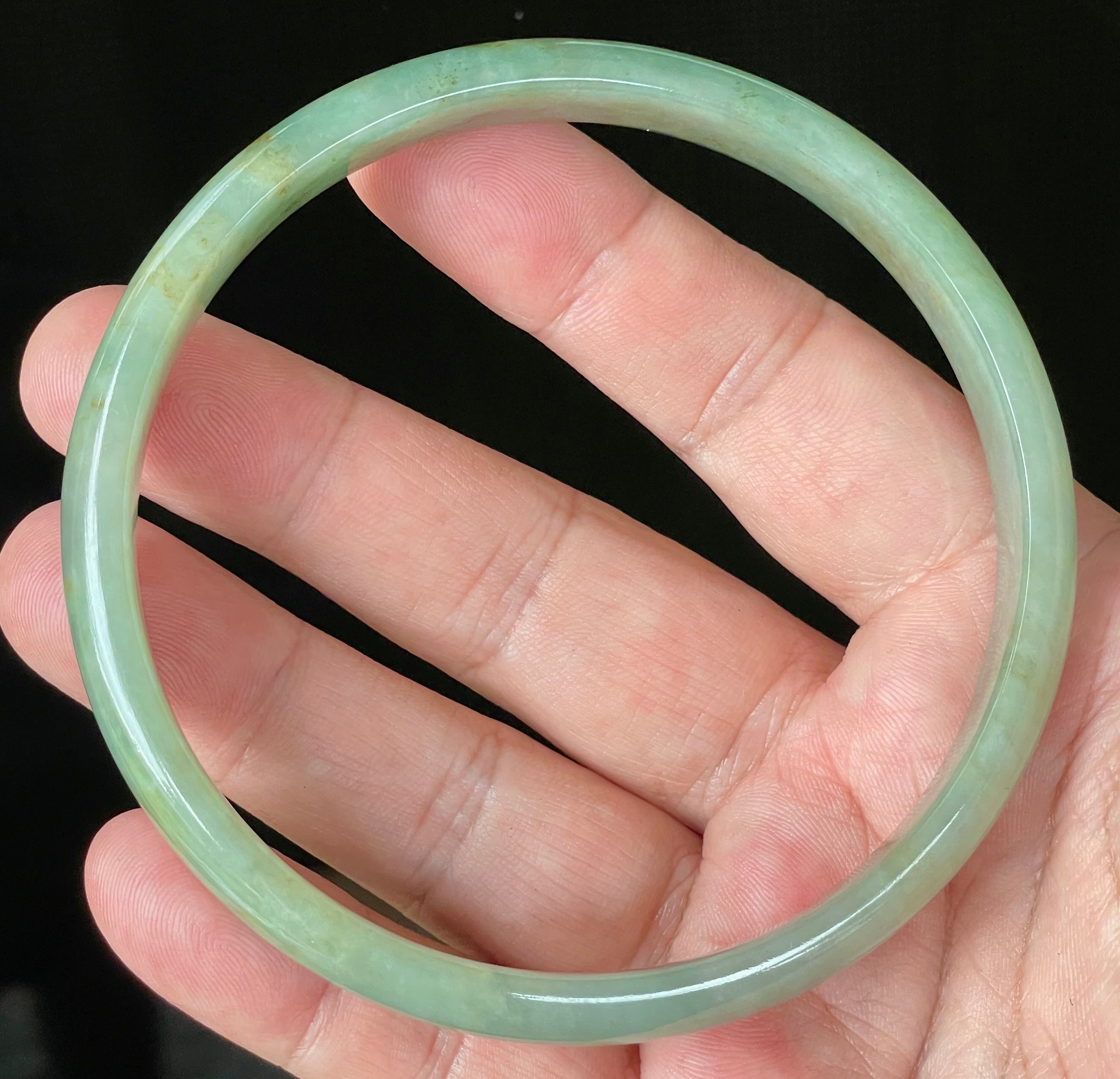 Natural Grade A Certified Burmese Jadeite Jade Bangle – Icy Imperial & Apple Green – 77.5mm – JB929