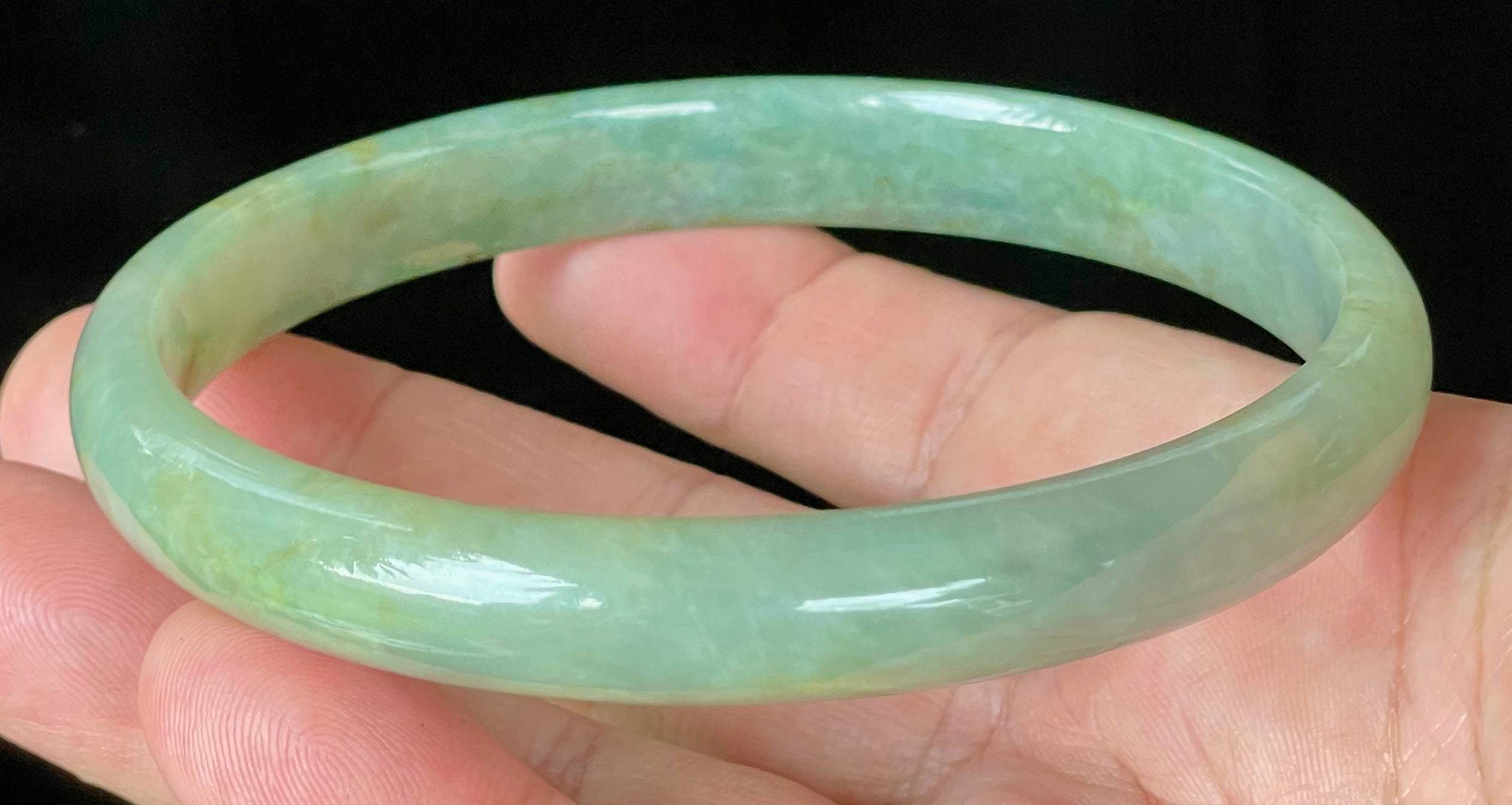 Natural Grade A Certified Burmese Jadeite Jade Bangle – Icy Imperial & Apple Green – 77.5mm – JB929