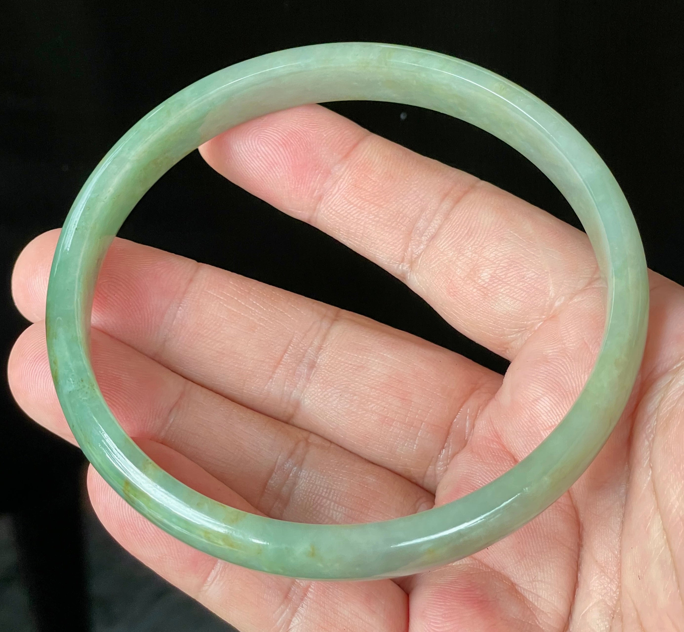 Natural Grade A Certified Burmese Jadeite Jade Bangle – Icy Imperial & Apple Green – 77.5mm – JB929