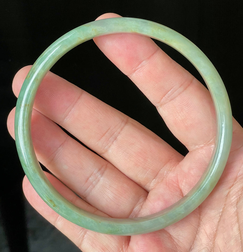Natural Grade A Certified Burmese Jadeite Jade Bangle – Icy Imperial & Apple Green – 77.5mm – JB929