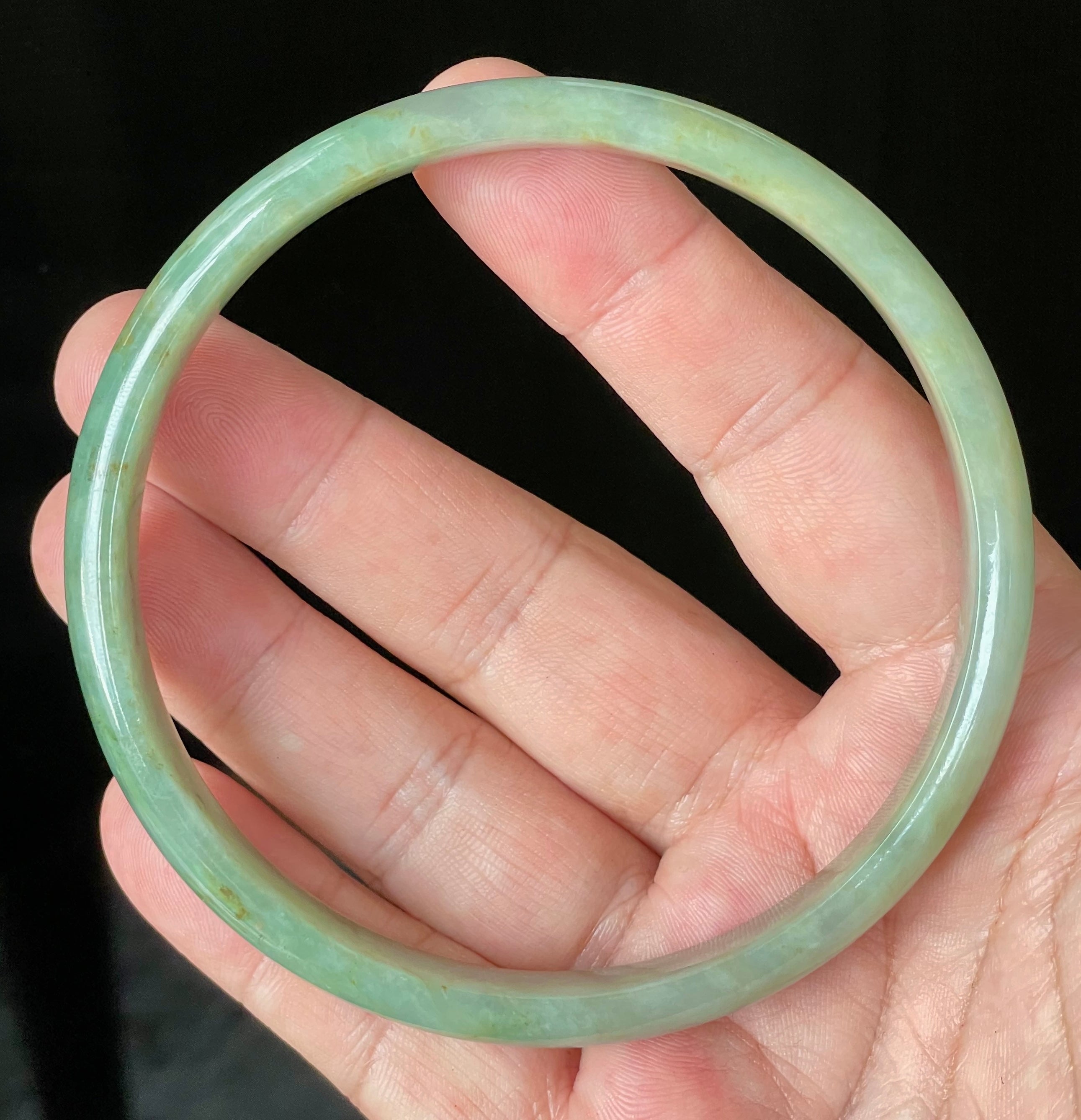 Natural Grade A Certified Burmese Jadeite Jade Bangle – Icy Imperial & Apple Green – 77.5mm – JB929
