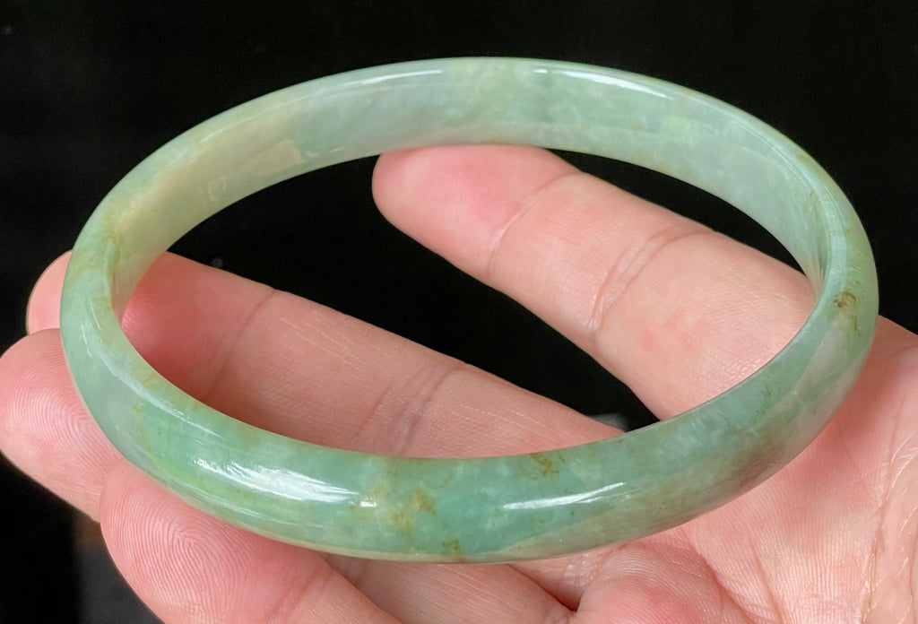 Natural Grade A Certified Burmese Jadeite Jade Bangle – Icy Imperial & Apple Green – 77.5mm – JB929