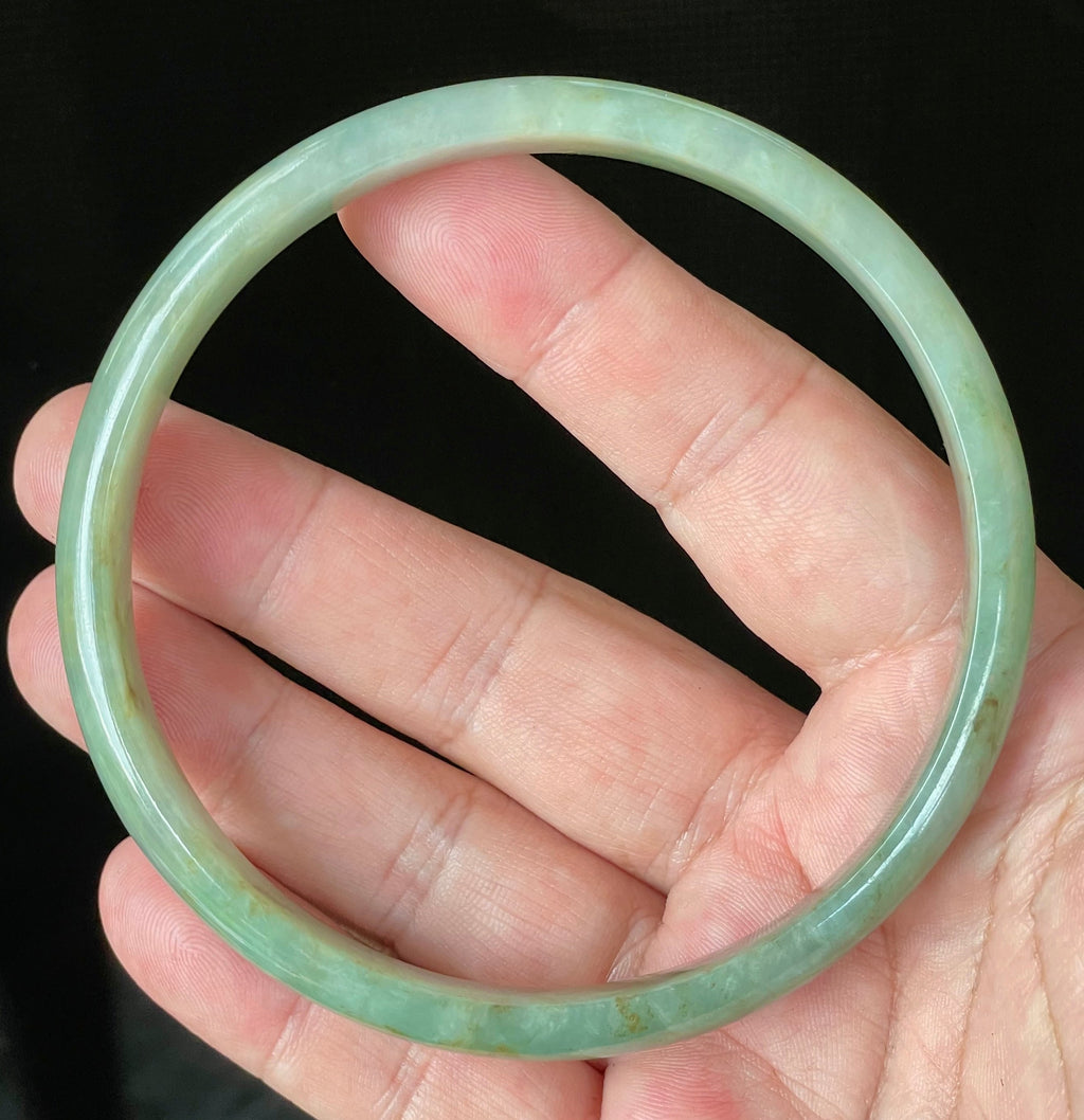 Natural Grade A Certified Burmese Jadeite Jade Bangle – Icy Imperial & Apple Green – 77.5mm – JB929