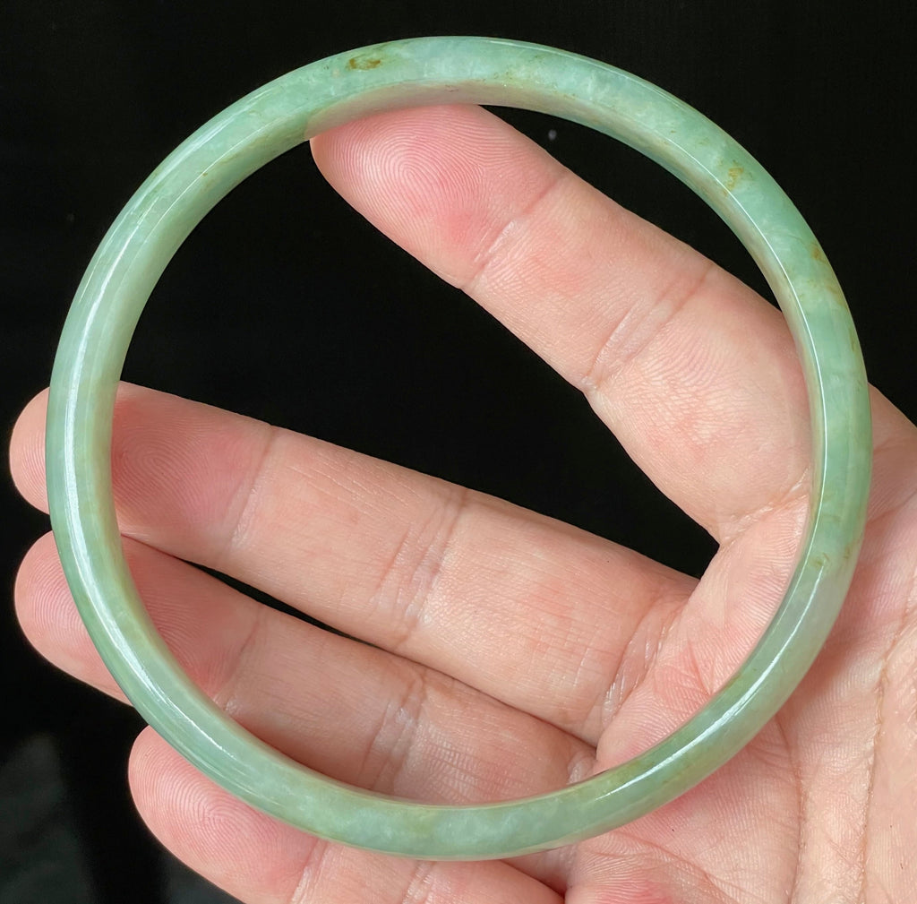 Natural Grade A Certified Burmese Jadeite Jade Bangle – Icy Imperial & Apple Green – 77.5mm – JB929