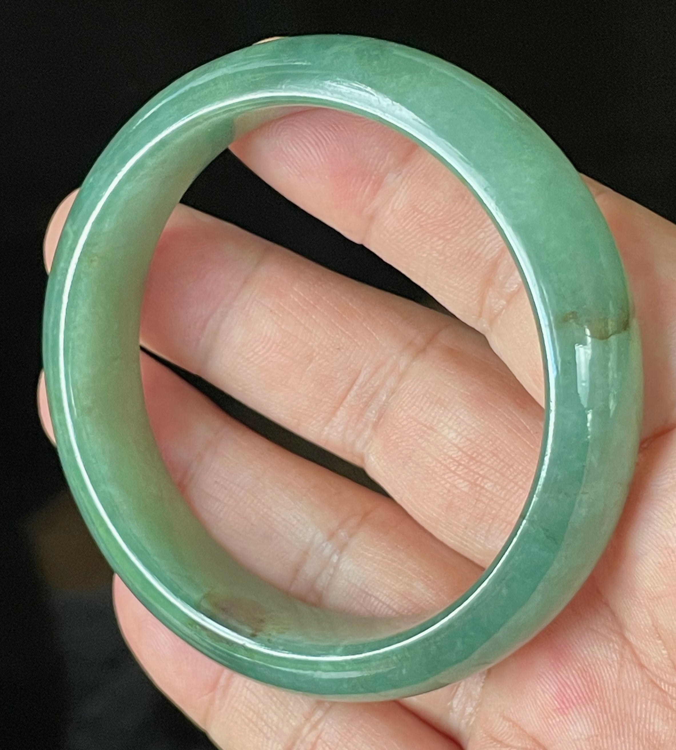 Natural Grade A Certified Burmese Jadeite Jade Bangle – Icy Apple Emerald Green with Honey Brown Hues – 58.4mm – JB906