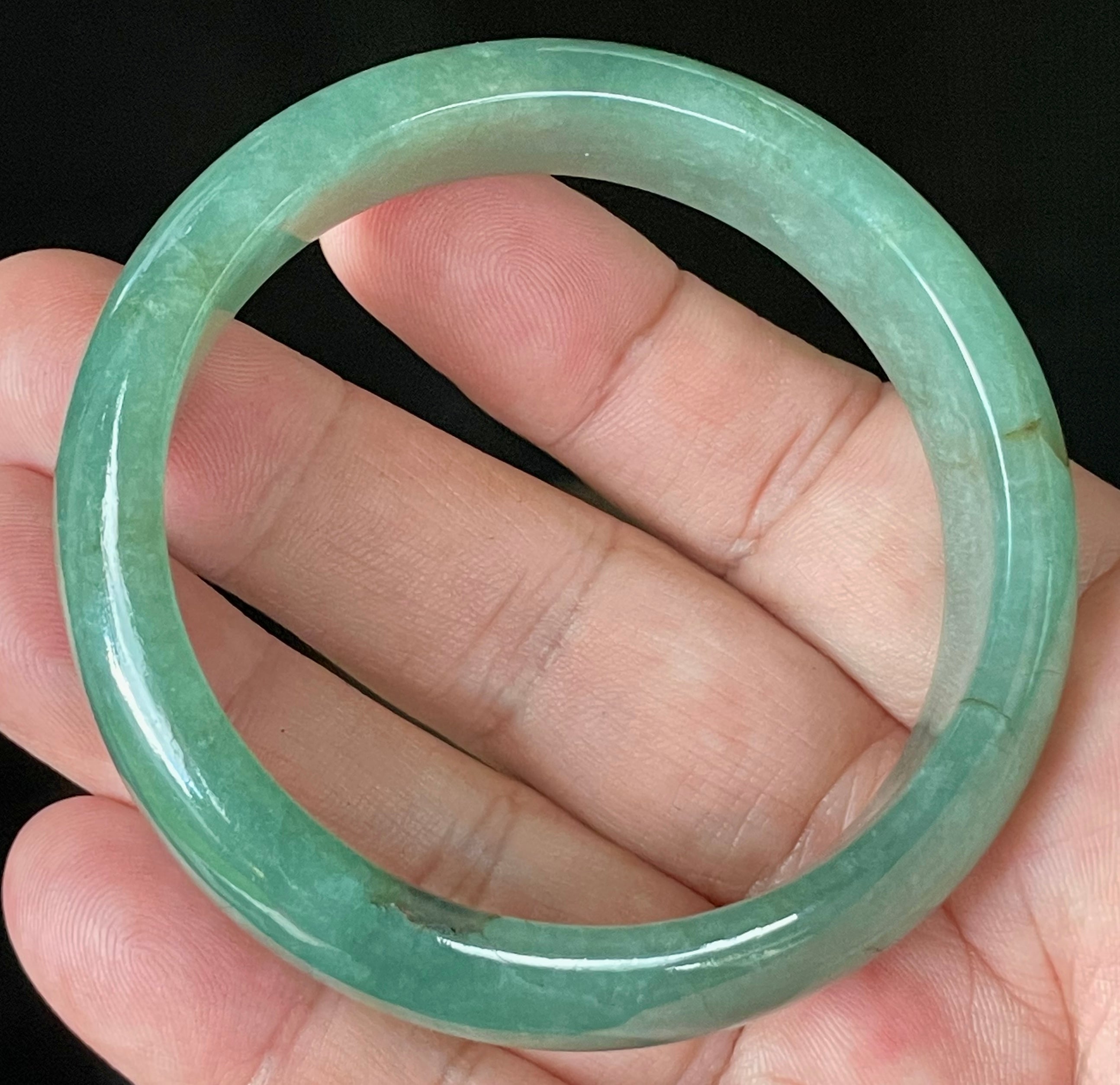 Natural Grade A Certified Burmese Jadeite Jade Bangle – Icy Apple Emerald Green with Honey Brown Hues – 58.4mm – JB906