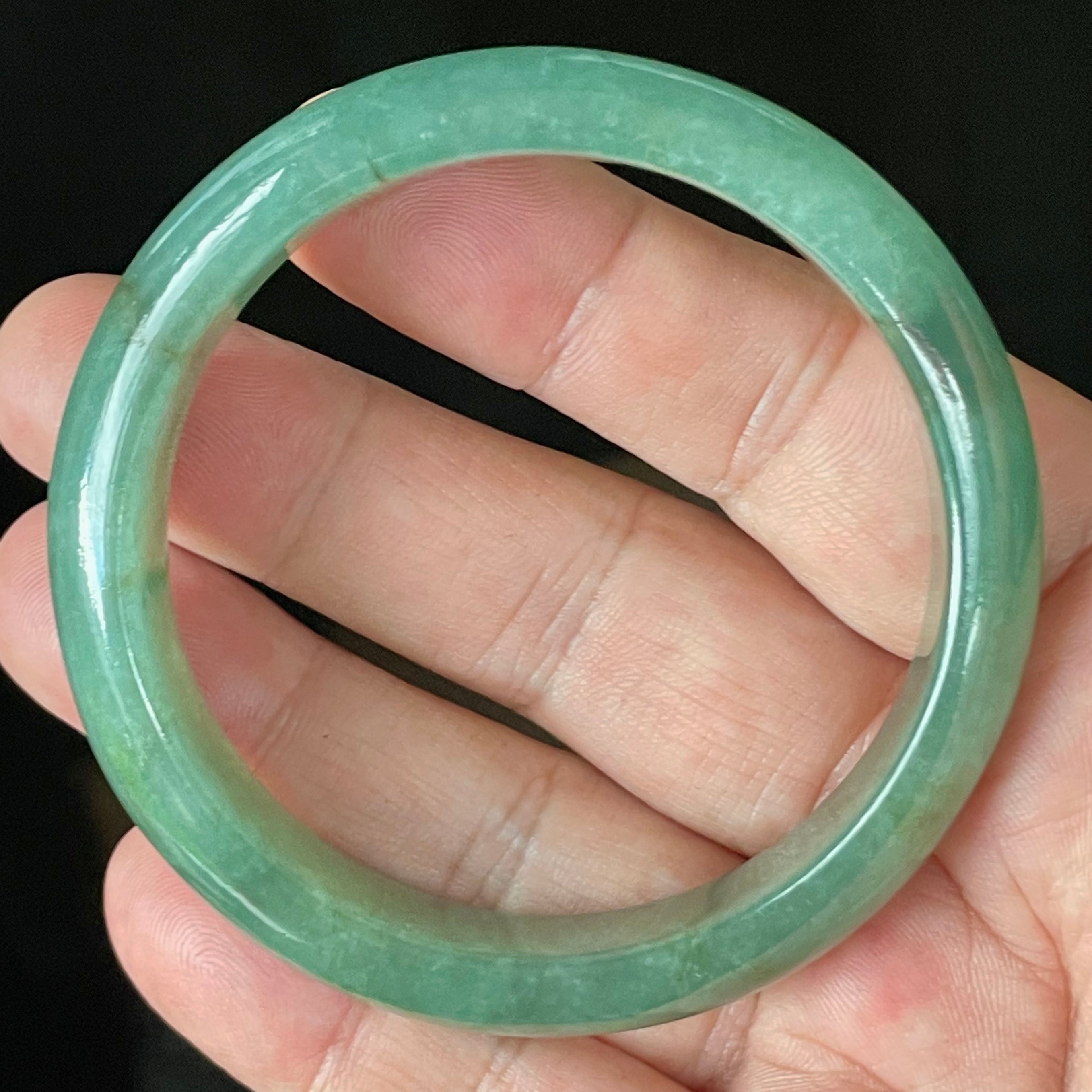 Natural Grade A Certified Burmese Jadeite Jade Bangle – Icy Apple Emerald Green with Honey Brown Hues – 58.4mm – JB906