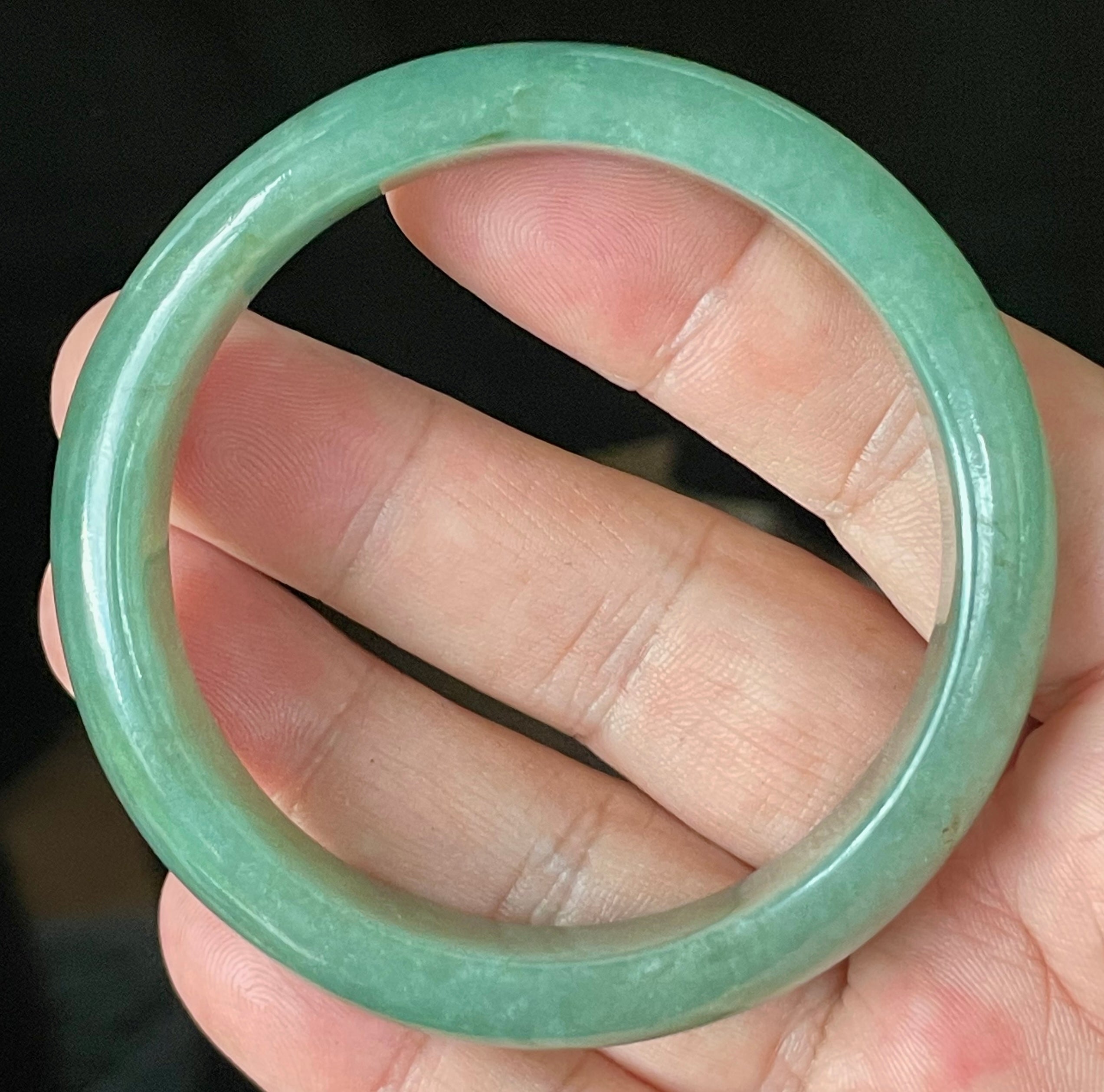 Natural Grade A Certified Burmese Jadeite Jade Bangle – Icy Apple Emerald Green with Honey Brown Hues – 58.4mm – JB906