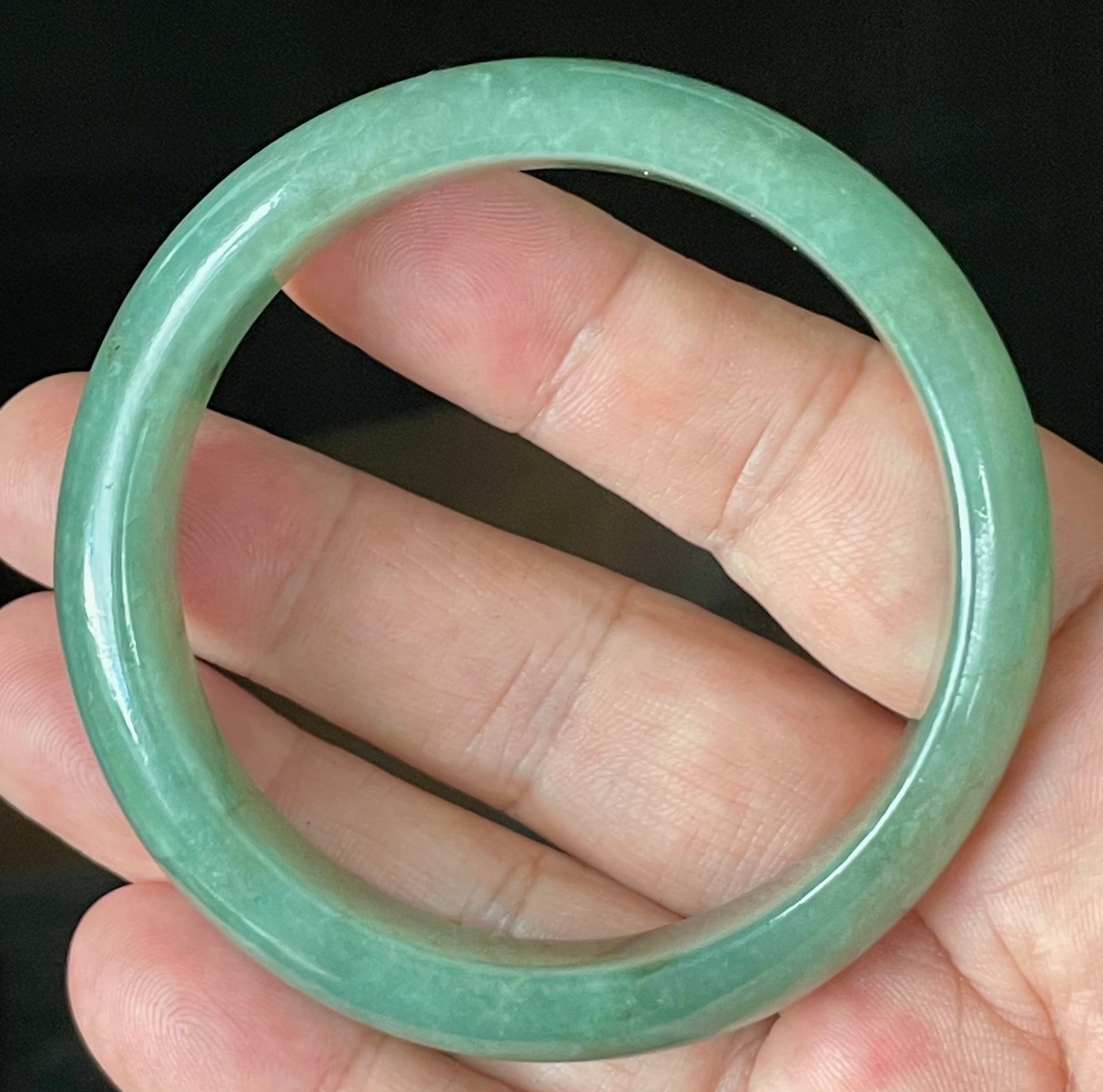 Natural Grade A Certified Burmese Jadeite Jade Bangle – Icy Apple Emerald Green with Honey Brown Hues – 58.4mm – JB906