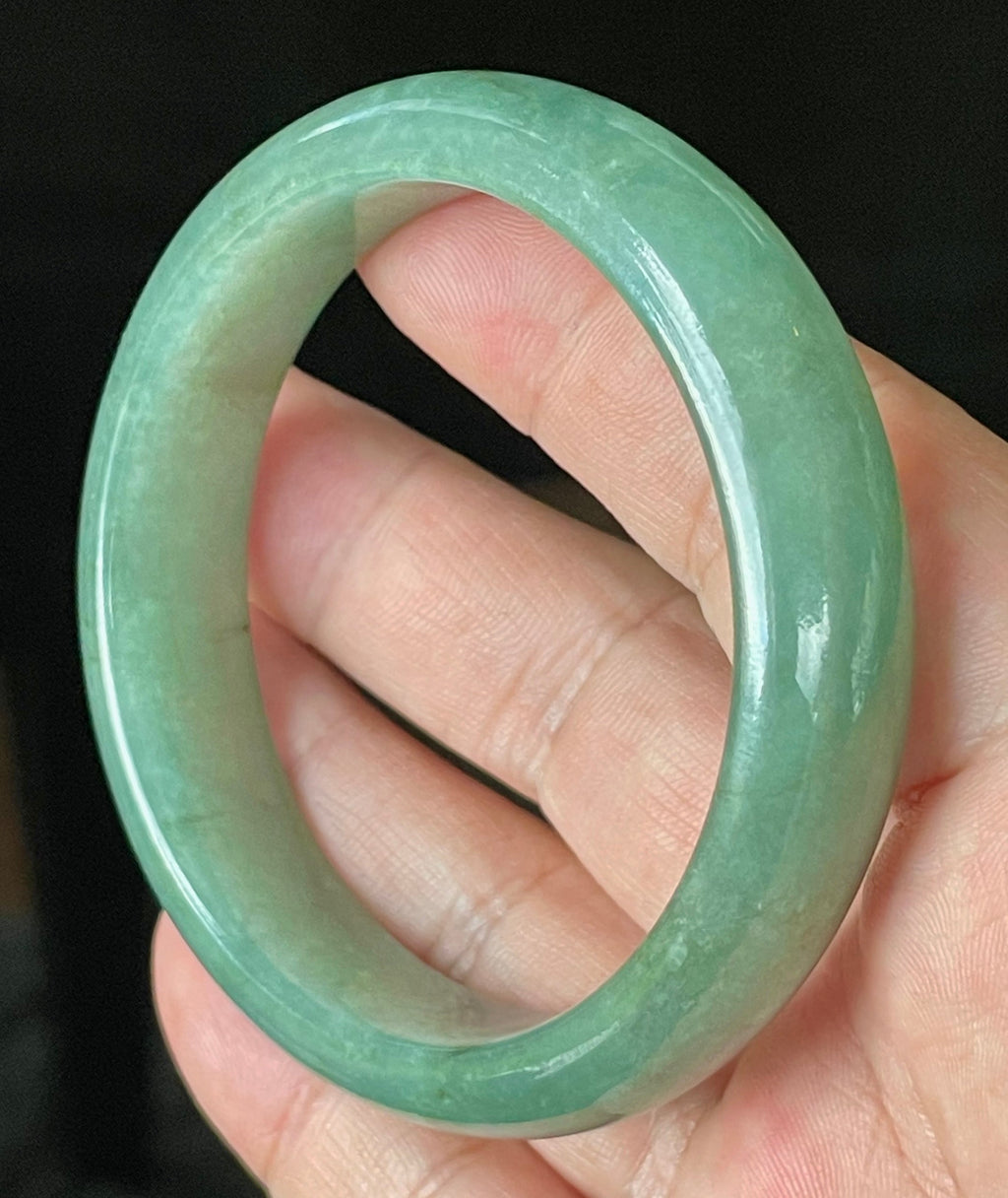 Natural Grade A Certified Burmese Jadeite Jade Bangle – Icy Apple Emerald Green with Honey Brown Hues – 58.4mm – JB906