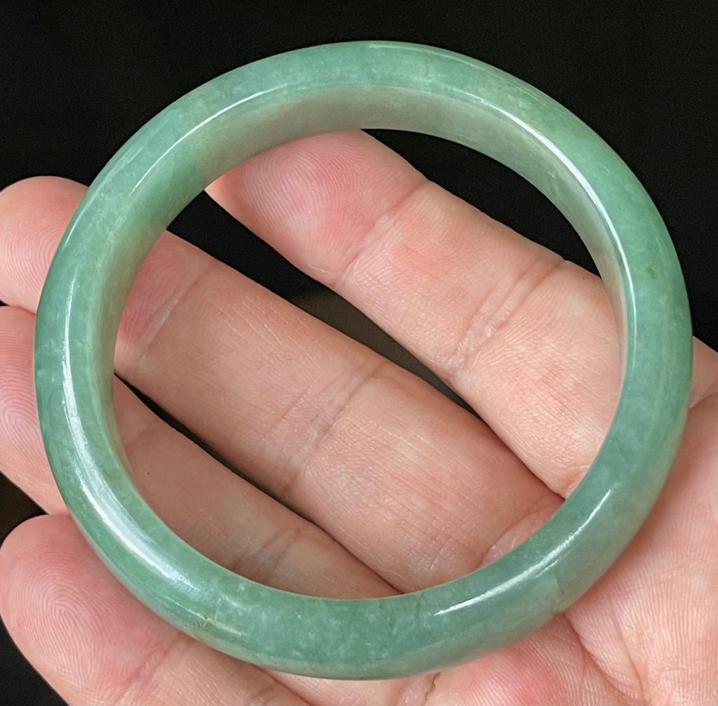 Natural Grade A Certified Burmese Jadeite Jade Bangle – Icy Apple Emerald Green with Honey Brown Hues – 58.4mm – JB906