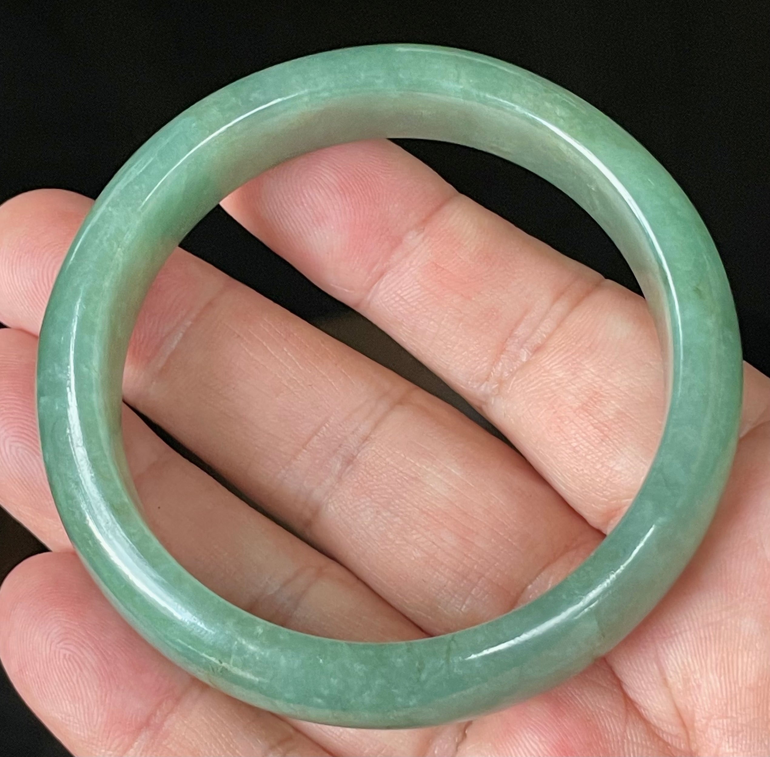 Natural Grade A Certified Burmese Jadeite Jade Bangle – Icy Apple Emerald Green with Honey Brown Hues – 58.4mm – JB906