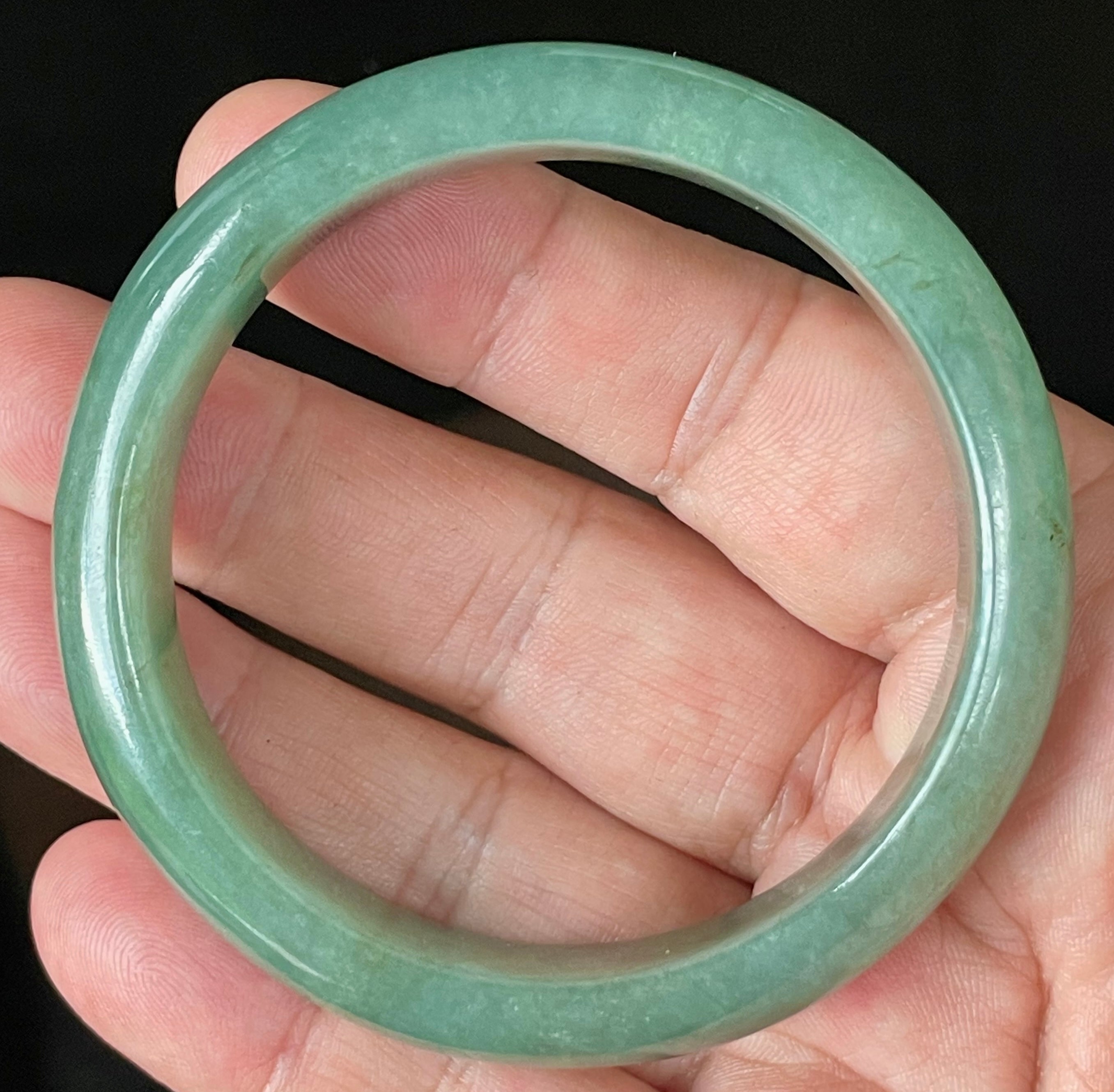 Natural Grade A Certified Burmese Jadeite Jade Bangle – Icy Apple Emerald Green with Honey Brown Hues – 58.4mm – JB906