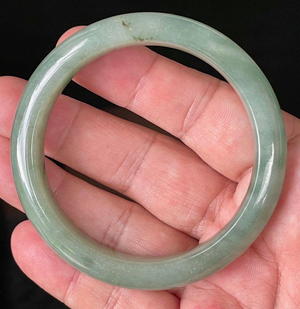Natural Grade A Certified Burmese Jadeite Jade Bangle – Icy Apple & Imperial Green – 58.5mm – JB922