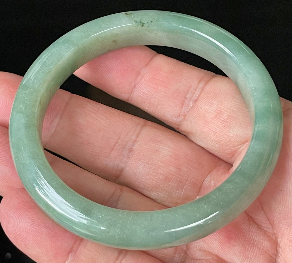 Natural Grade A Certified Burmese Jadeite Jade Bangle – Icy Apple & Imperial Green – 58.5mm – JB922