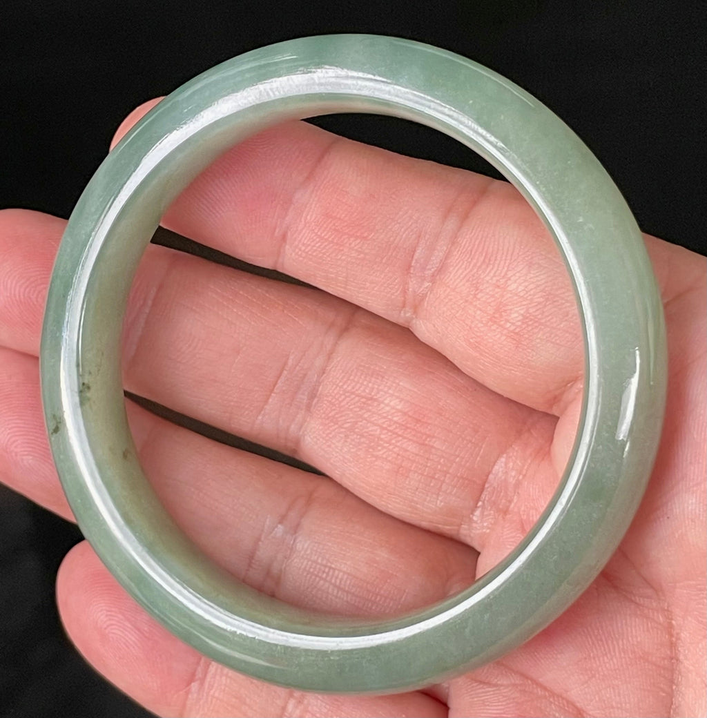 Natural Grade A Certified Burmese Jadeite Jade Bangle – Icy Apple & Imperial Green – 58.5mm – JB922