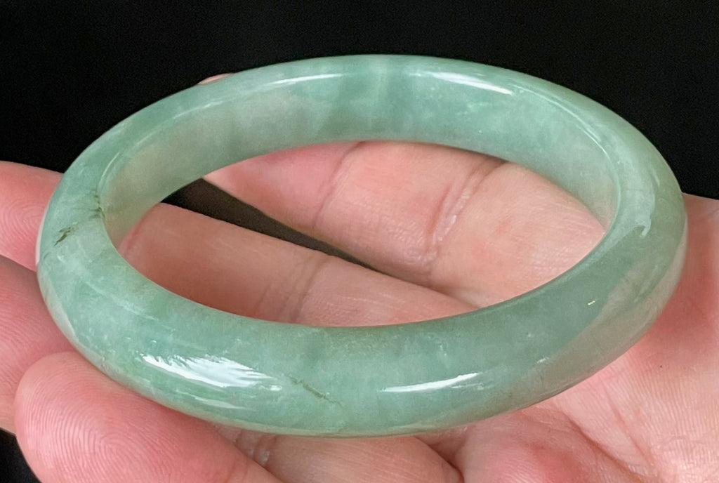 Natural Grade A Certified Burmese Jadeite Jade Bangle – Icy Apple & Imperial Green – 58.5mm – JB922