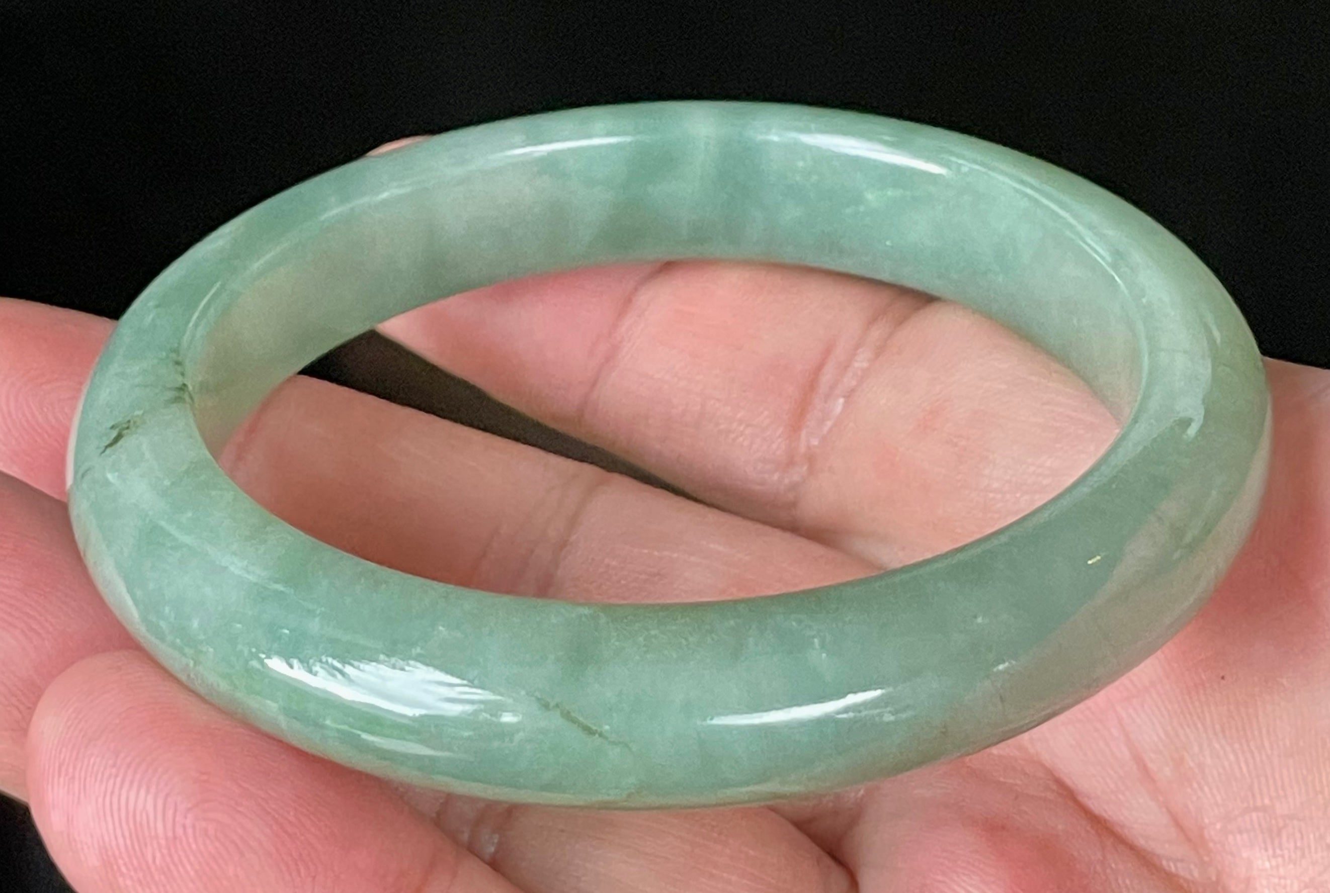 Natural Grade A Certified Burmese Jadeite Jade Bangle – Icy Apple & Imperial Green – 58.5mm – JB922