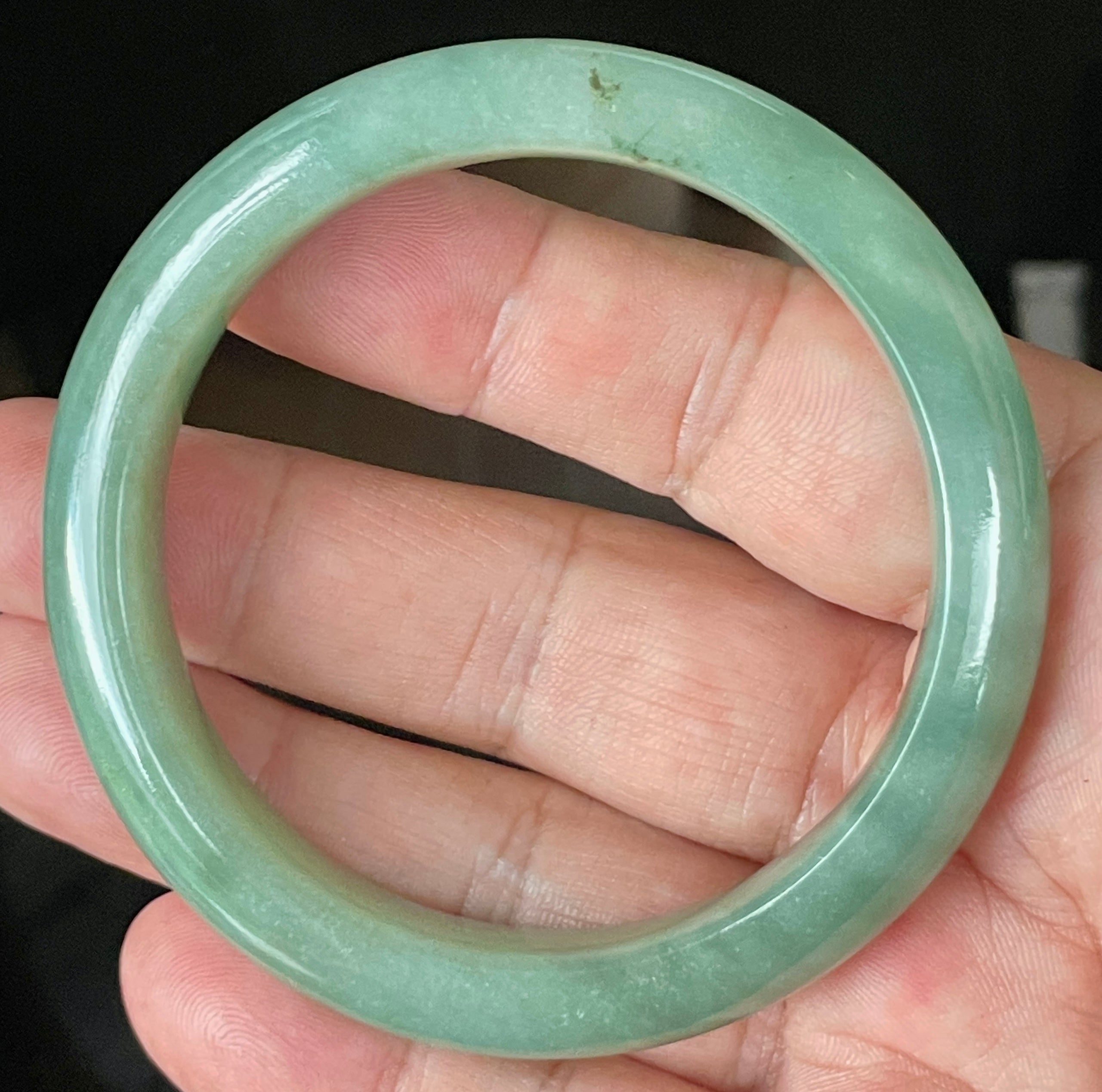 Natural Grade A Certified Burmese Jadeite Jade Bangle – Icy Apple & Imperial Green – 58.5mm – JB922