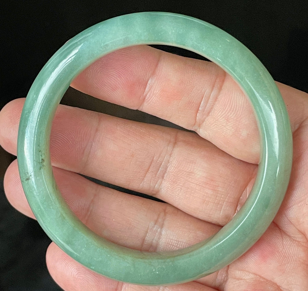 Natural Grade A Certified Burmese Jadeite Jade Bangle – Icy Apple & Imperial Green – 58.5mm – JB922