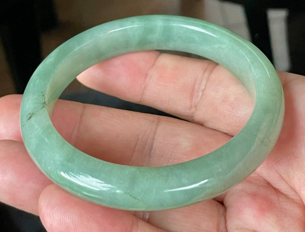 Natural Grade A Certified Burmese Jadeite Jade Bangle – Icy Apple & Imperial Green – 58.5mm – JB922