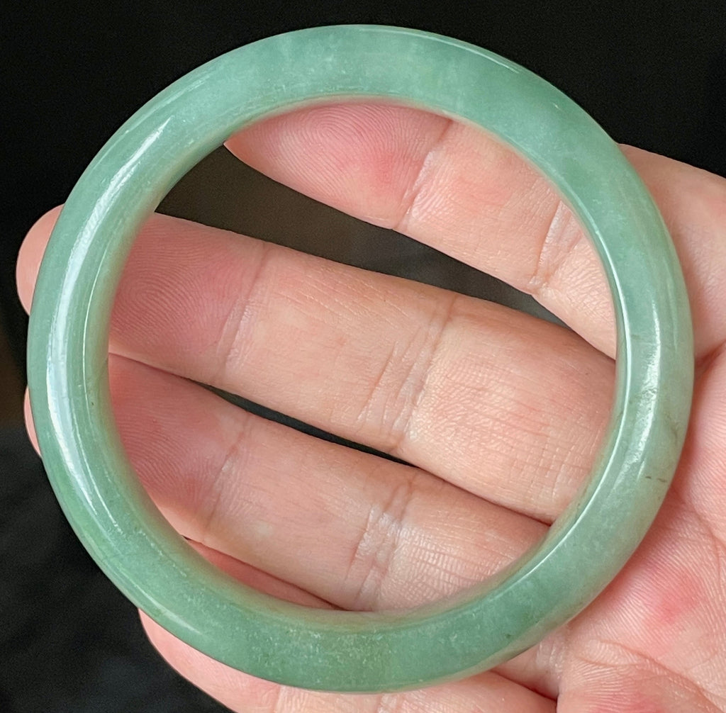 Natural Grade A Certified Burmese Jadeite Jade Bangle – Icy Apple & Imperial Green – 58.5mm – JB922