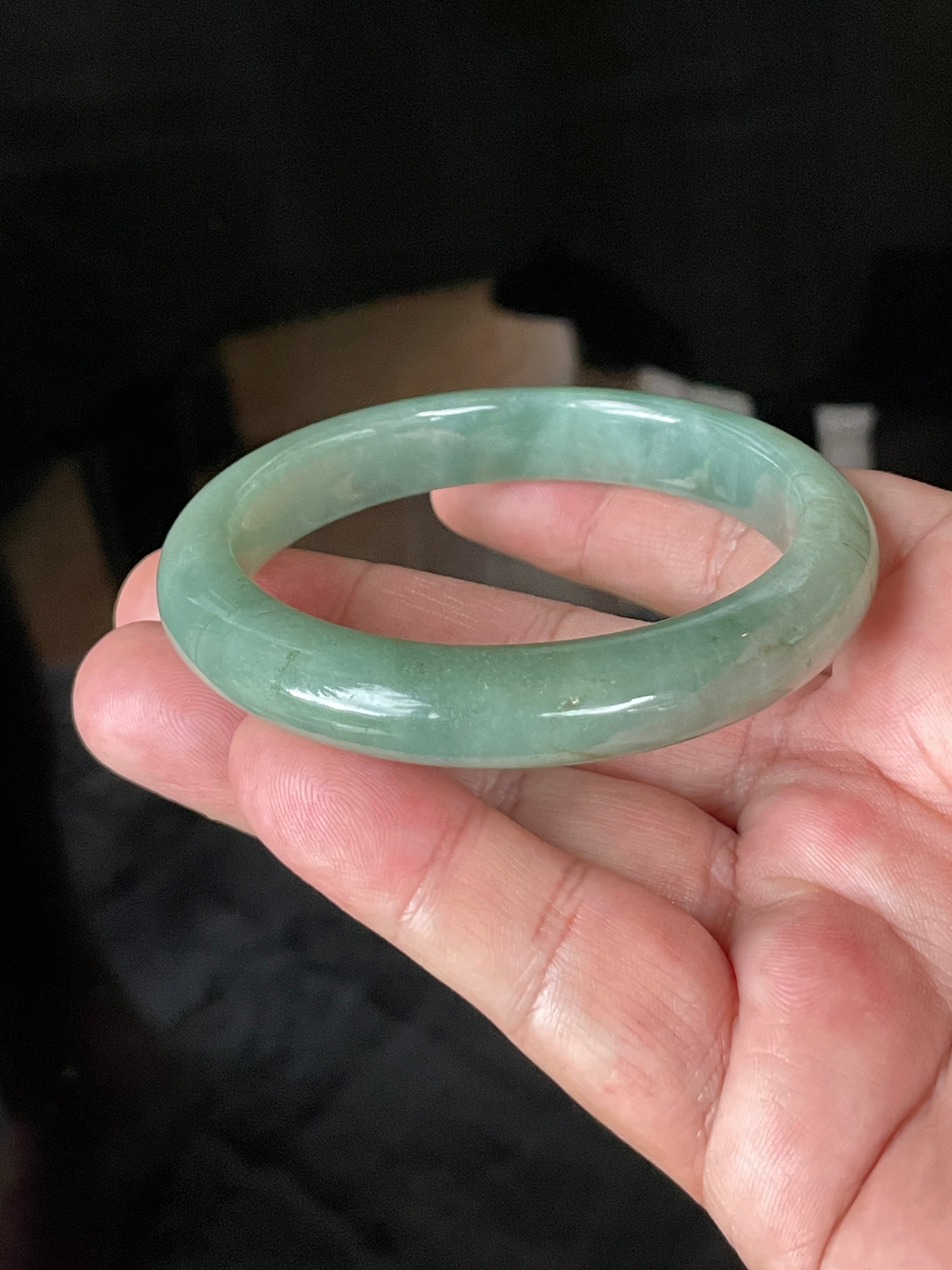 Natural Grade A Certified Burmese Jadeite Jade Bangle – Icy Apple & Imperial Green – 58.5mm – JB922
