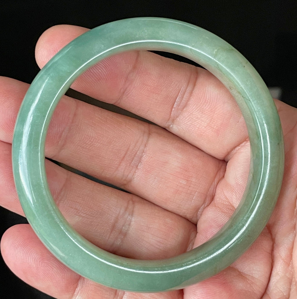 Natural Grade A Certified Burmese Jadeite Jade Bangle – Icy Apple & Imperial Green – 58.5mm – JB922