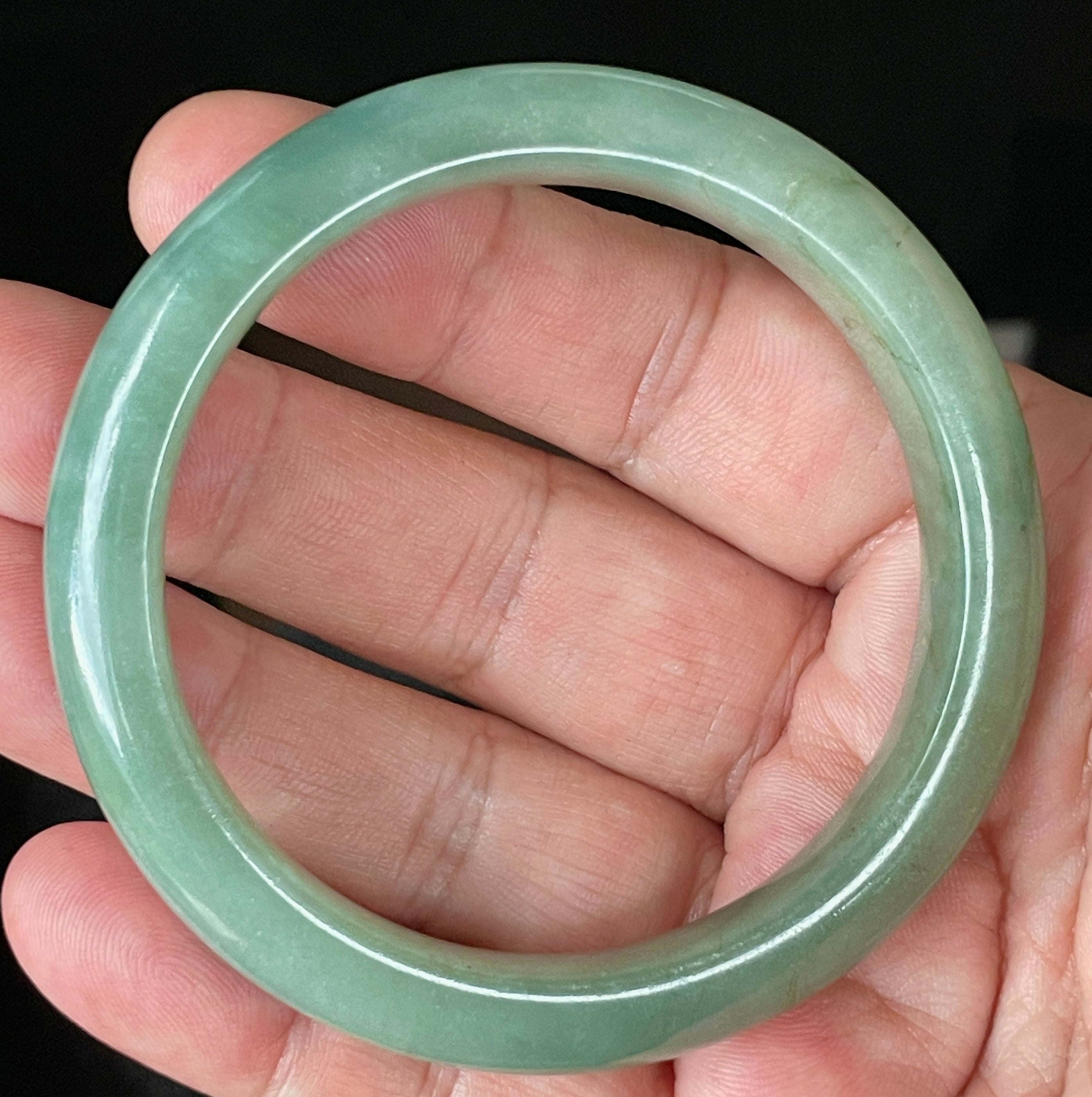 Natural Grade A Certified Burmese Jadeite Jade Bangle – Icy Apple & Imperial Green – 58.5mm – JB922